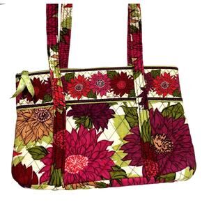 Vera Bradley Purse Quilted Cotton pink green floral double straps shoulder bag